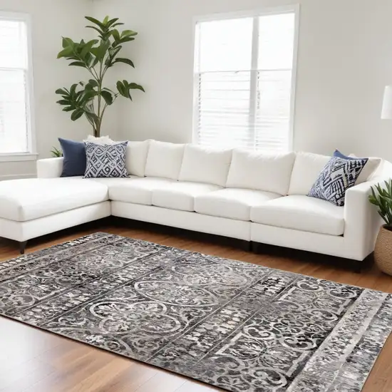 Gray Ivory And Taupe Abstract Stain Resistant Area Rug Photo 1