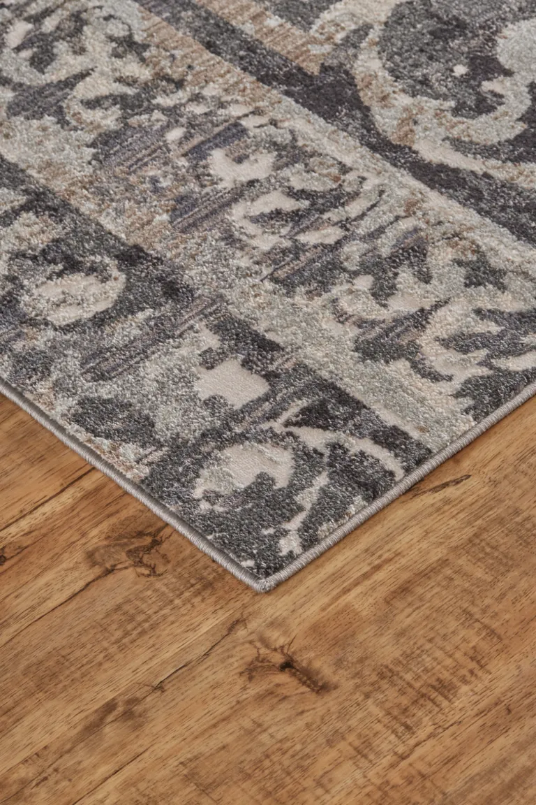 Gray Ivory And Taupe Abstract Stain Resistant Area Rug Photo 3