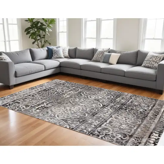 Gray Ivory And Taupe Abstract Stain Resistant Area Rug Photo 1