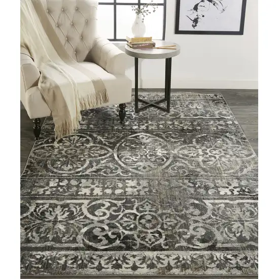 Gray Ivory And Taupe Abstract Stain Resistant Area Rug Photo 7