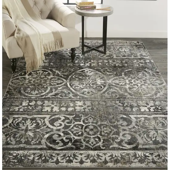 Gray Ivory And Taupe Abstract Stain Resistant Area Rug Photo 8