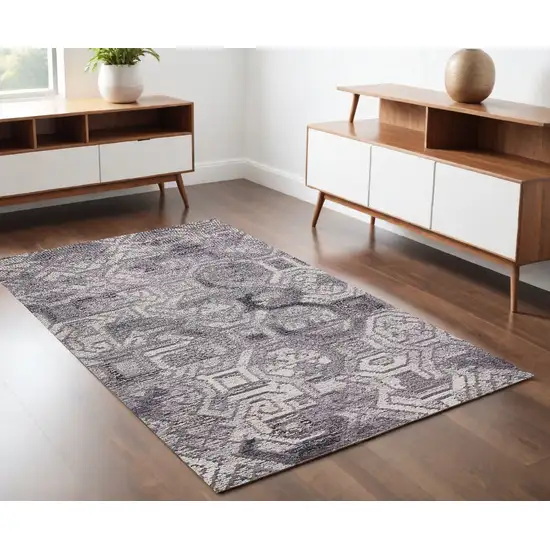 Gray and Ivory Wool Abstract Hand Tufted Area Rug Photo 1