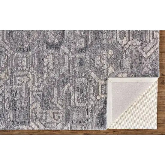 Gray Ivory And Taupe Wool Abstract Tufted Handmade Area Rug Photo 5