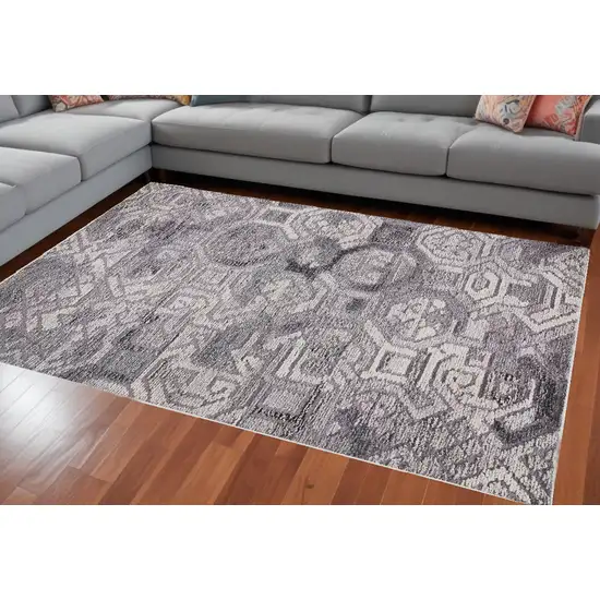 Gray and Ivory Wool Abstract Hand Tufted Area Rug Photo 1