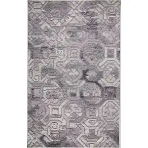 Photo of Gray Ivory And Taupe Wool Abstract Tufted Handmade Area Rug