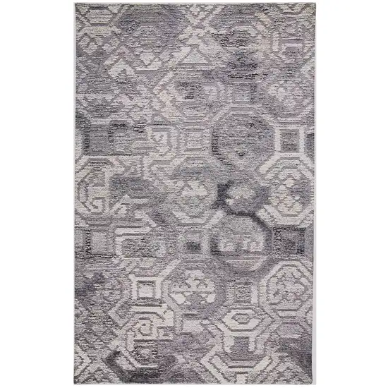 Gray and Ivory Wool Abstract Hand Tufted Area Rug Photo 2