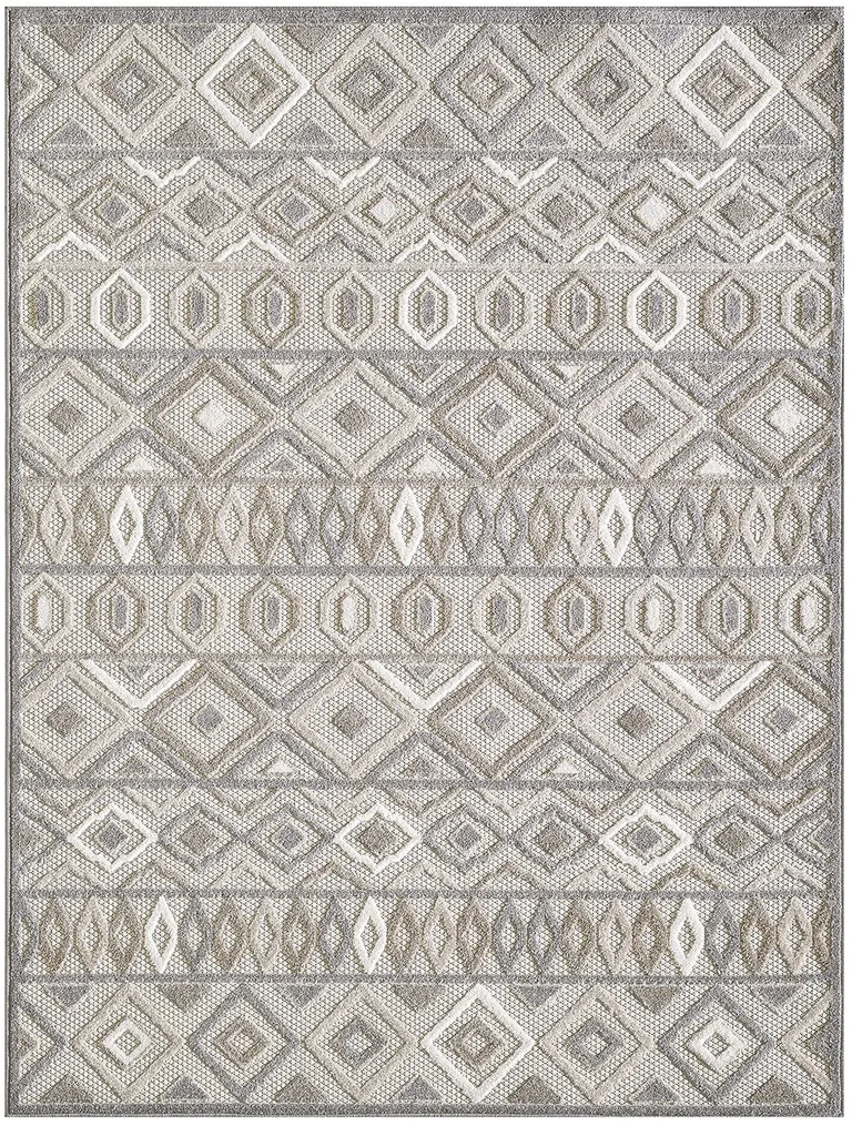 Gray Ivory Aztec Pattern Indoor Outdoor Area Rug Photo 1