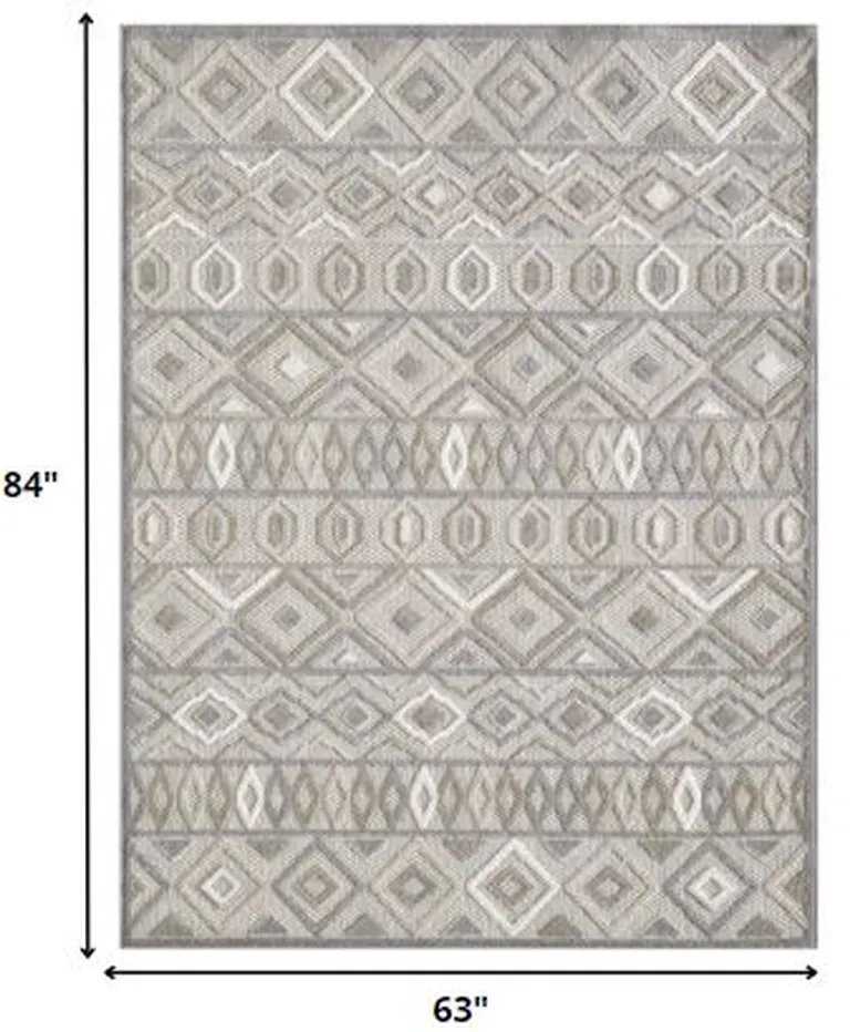 Gray Ivory Aztec Pattern Indoor Outdoor Area Rug Photo 3