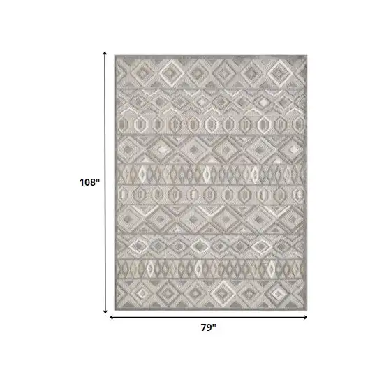 Gray Ivory Aztec Pattern Indoor Outdoor Area Rug Photo 4