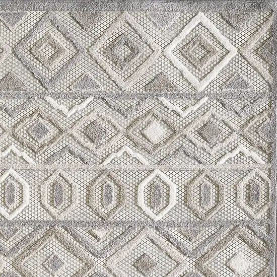 Gray Ivory Aztec Pattern Indoor Outdoor Area Rug Photo 3