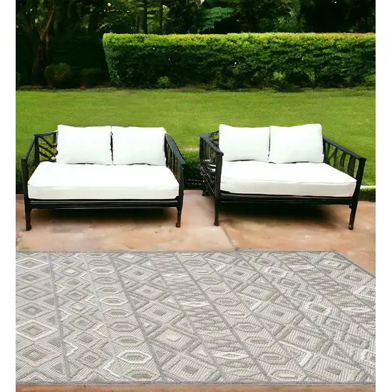 Gray And Ivory Southwestern Stain Resistant Indoor Outdoor Area Rug Photo 1