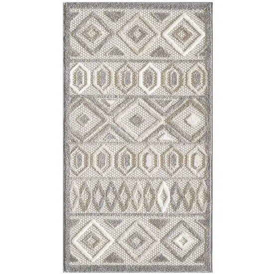 Gray Ivory Aztec Pattern Indoor Outdoor Area Rug Photo 2