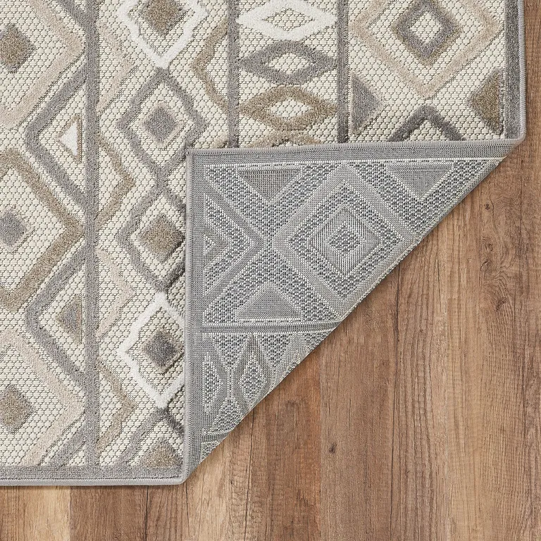 Gray Ivory Aztec Pattern Indoor Outdoor Area Rug Photo 5