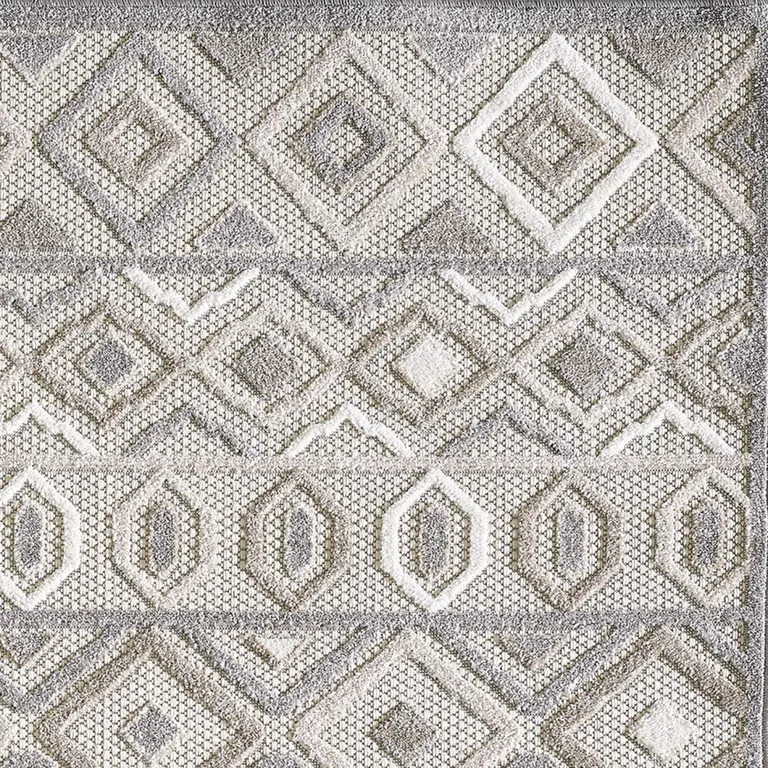 Gray Ivory Aztec Pattern Indoor Outdoor Area Rug Photo 2