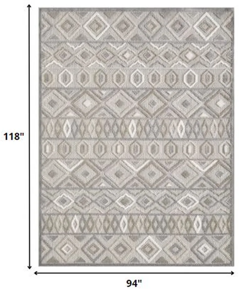 Gray Ivory Aztec Pattern Indoor Outdoor Area Rug Photo 3