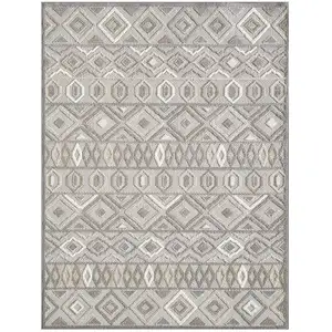 Photo of Gray Ivory Aztec Pattern Indoor Outdoor Area Rug