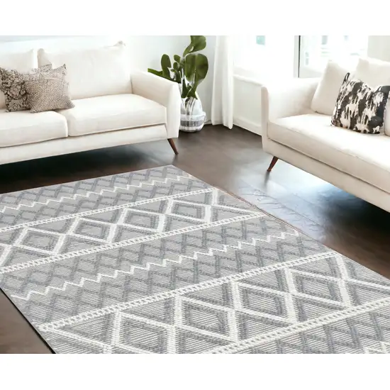 Gray Geometric Dhurrie Area Rug Photo 1