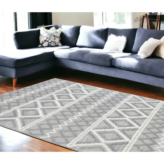 Gray Geometric Dhurrie Area Rug Photo 1