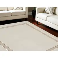 Photo of Gray Ivory and Cream Geometric Non Skid Area Rug