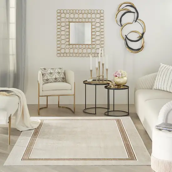 Gray Ivory and Cream Geometric Non Skid Area Rug Photo 8