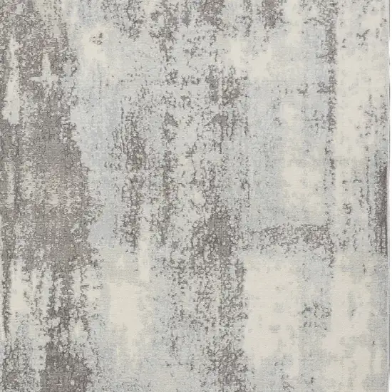 Gray Ivory and Light Blue Abstract Non Skid Area Rug Photo 5