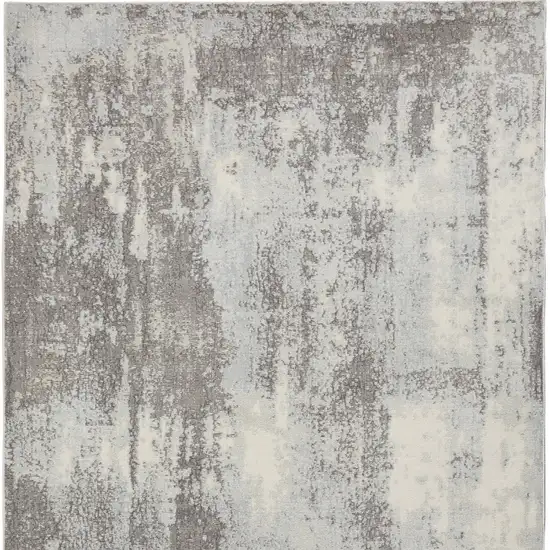 Gray Ivory and Light Blue Abstract Non Skid Area Rug Photo 6