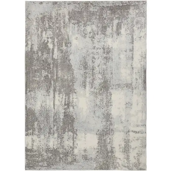 Gray Ivory and Light Blue Abstract Non Skid Area Rug Photo 2