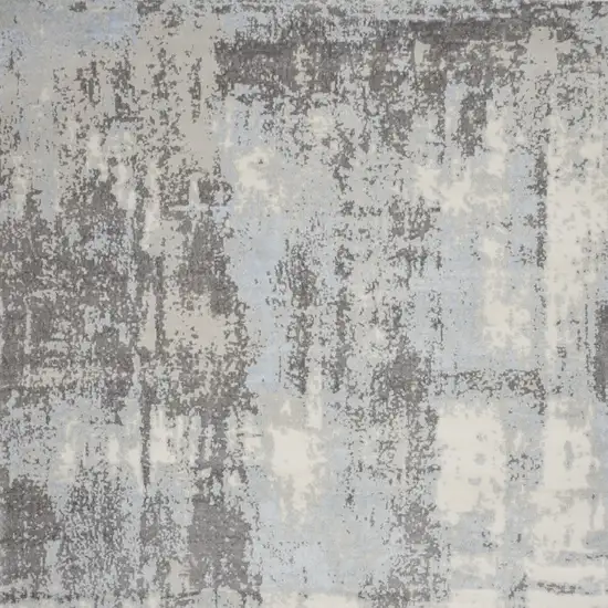 Gray Ivory and Light Blue Abstract Non Skid Area Rug Photo 6