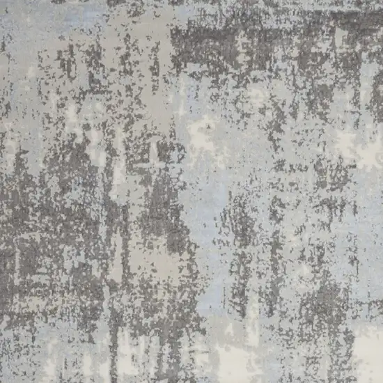 Gray Ivory and Light Blue Abstract Non Skid Area Rug Photo 5