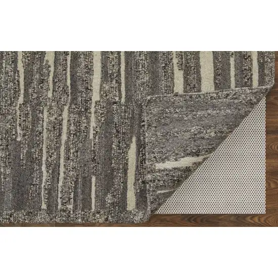 Gray Ivory and Taupe Abstract Hand Woven Area Rug Photo 7