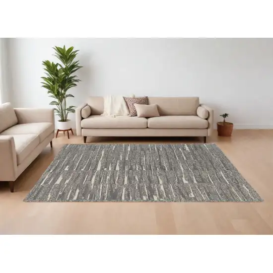 Gray Ivory and Taupe Abstract Hand Woven Area Rug Photo 1