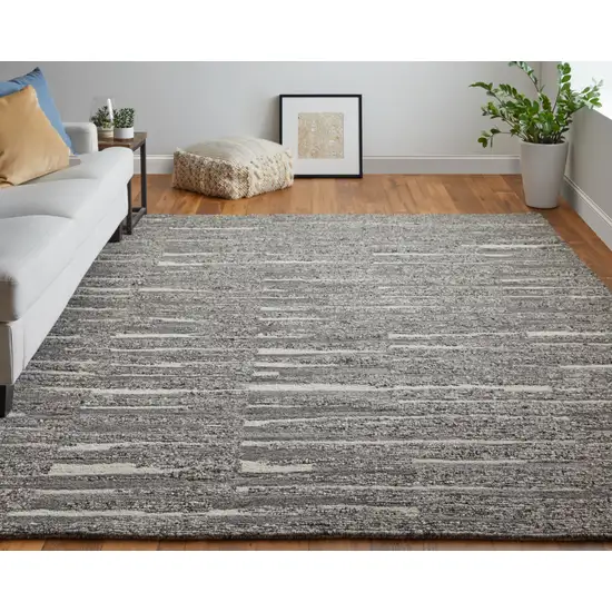 Gray Ivory and Taupe Abstract Hand Woven Area Rug Photo 7