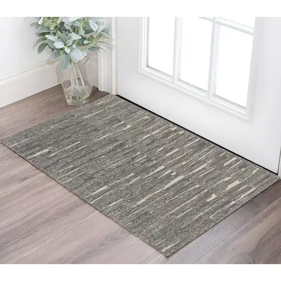 Gray Ivory and Taupe Abstract Hand Woven Area Rug Photo 1