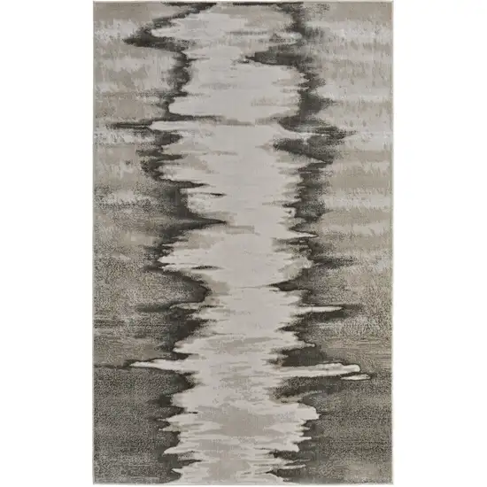 Gray Ivory and Taupe Abstract Power Loom Area Rug Photo 4