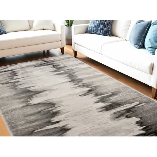 Gray Ivory and Taupe Abstract Power Loom Area Rug Photo 1