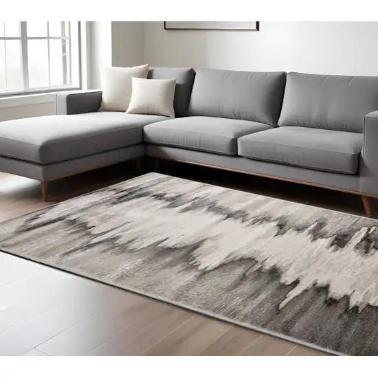 Gray Ivory and Taupe Abstract Power Loom Area Rug Photo 2