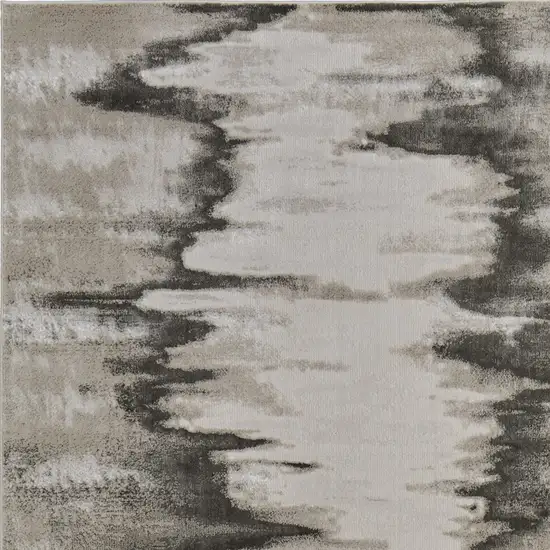 Gray Ivory and Taupe Abstract Power Loom Area Rug Photo 4