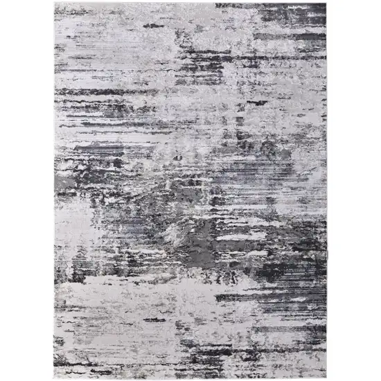 Gray Ivory and Taupe Abstract Power Loom Worn Faded Area Rug Photo 2