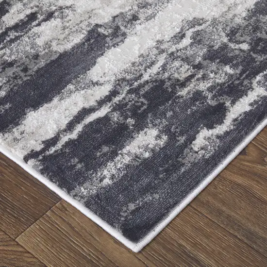 Gray Ivory and Taupe Abstract Power Loom Worn Faded Area Rug Photo 7