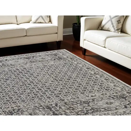 Gray Ivory and Taupe Abstract Power Loom Worn Faded Area Rug Photo 1