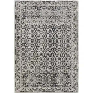 Photo of Gray Ivory and Taupe Abstract Power Loom Worn Faded Area Rug