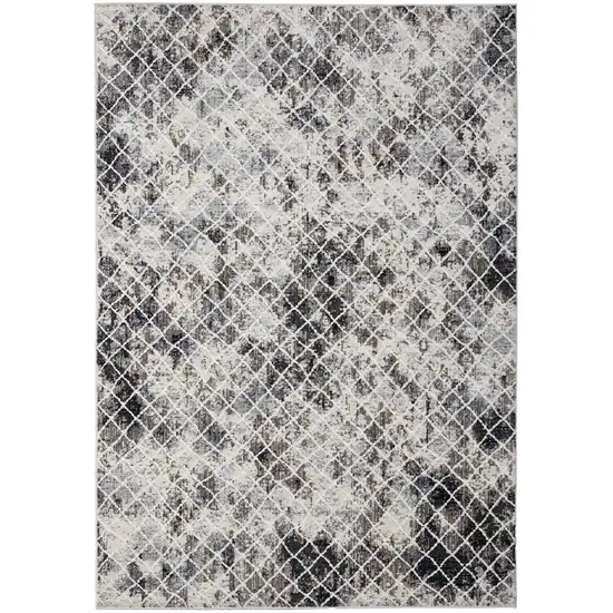 Gray Ivory and Taupe Geometric Power Loom Worn Faded Area Rug Photo 4