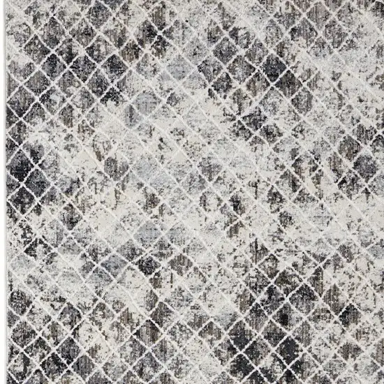 Gray Ivory and Taupe Geometric Power Loom Worn Faded Area Rug Photo 9