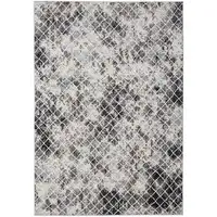 Photo of Gray Ivory and Taupe Geometric Power Loom Worn Faded Area Rug