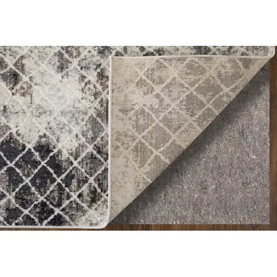 Gray Ivory and Taupe Geometric Power Loom Worn Faded Area Rug Photo 7