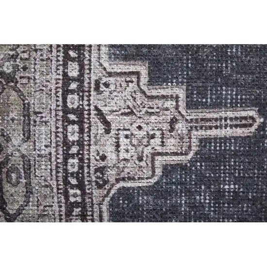 Gray Ivory and Taupe Oriental Power Loom Washable Area Rug Photo 4