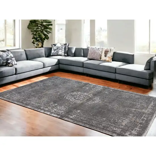 Gray Medallion Non Skid Area Rug Photo 1