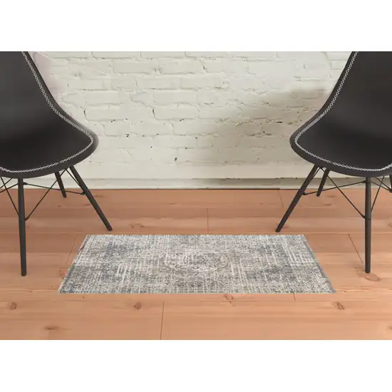 Gray Medallion Power Loom Area Rug Photo 2