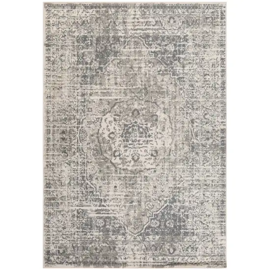 Gray Medallion Power Loom Area Rug Photo 1