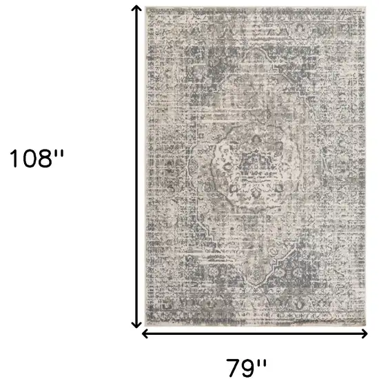 Gray Medallion Power Loom Area Rug Photo 8